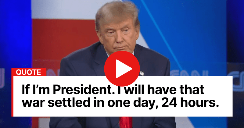 Donald Trump speaking about his 24-hour peace promise